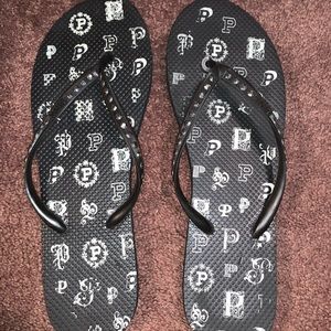 black PINK flip flops